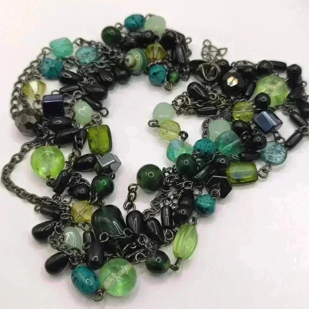 Lia sophia statement necklace In Emerald, Forest Green, Gunmetal And Black
